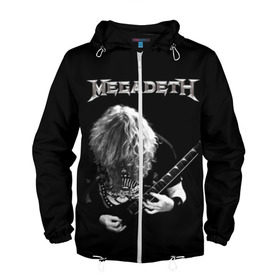 Мужская ветровка 3D с принтом Dave Mustaine в Белгороде, 100% полиэстер | подол и капюшон оформлены резинкой с фиксаторами, два кармана без застежек по бокам, один потайной карман на груди | dave | megadeth | metal | mustaine | rattlehead | rock | thrash | vic | дейв | мастейн | мегадет | метал | рок | треш