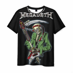 Мужская футболка 3D с принтом Megadeth в Белгороде, 100% полиэфир | прямой крой, круглый вырез горловины, длина до линии бедер | 