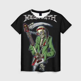 Женская футболка 3D с принтом Megadeth в Белгороде, 100% полиэфир ( синтетическое хлопкоподобное полотно) | прямой крой, круглый вырез горловины, длина до линии бедер | 