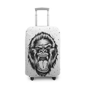 Чехол для чемодана 3D с принтом Рык гориллы в Белгороде, 86% полиэфир, 14% спандекс | двустороннее нанесение принта, прорези для ручек и колес | animal | beast | gorilla | head | monkey | nature | rage | roar | голова | горилла | жиивотное | зверь | обезьяна | природа | рык | ярость