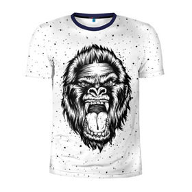 Мужская футболка 3D спортивная с принтом Рык гориллы в Белгороде, 100% полиэстер с улучшенными характеристиками | приталенный силуэт, круглая горловина, широкие плечи, сужается к линии бедра | animal | beast | gorilla | head | monkey | nature | rage | roar | голова | горилла | жиивотное | зверь | обезьяна | природа | рык | ярость