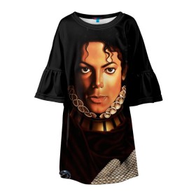 Детское платье 3D с принтом Король Майкл Джексон в Белгороде, 100% полиэстер | прямой силуэт, чуть расширенный к низу. Круглая горловина, на рукавах — воланы | king | michael jackson | pop music | король | майкл | музыка | перчатка | поп музыка