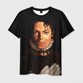Мужская футболка 3D с принтом Король Майкл Джексон в Белгороде, 100% полиэфир | прямой крой, круглый вырез горловины, длина до линии бедер | king | michael jackson | pop music | король | майкл | музыка | перчатка | поп музыка