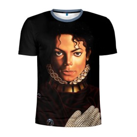 Мужская футболка 3D спортивная с принтом Король Майкл Джексон в Белгороде, 100% полиэстер с улучшенными характеристиками | приталенный силуэт, круглая горловина, широкие плечи, сужается к линии бедра | king | michael jackson | pop music | король | майкл | музыка | перчатка | поп музыка