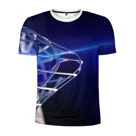 Мужская футболка 3D спортивная с принтом Гол в Белгороде, 100% полиэстер с улучшенными характеристиками | приталенный силуэт, круглая горловина, широкие плечи, сужается к линии бедра | Тематика изображения на принте: nhl |  сетка | ворота | гол | нхл | шайба