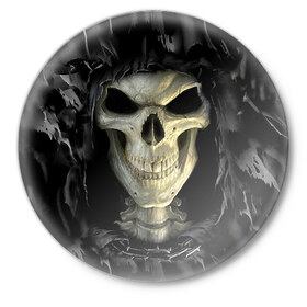 Значок с принтом Скелетон в Белгороде,  металл | круглая форма, металлическая застежка в виде булавки | 