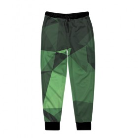 Мужские брюки 3D с принтом Абстракция в Белгороде, 100% полиэстер | манжеты по низу, эластичный пояс регулируется шнурком, по бокам два кармана без застежек, внутренняя часть кармана из мелкой сетки | геометрия | зелёный