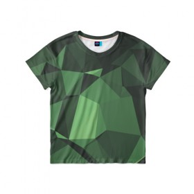 Детская футболка 3D с принтом Абстракция в Белгороде, 100% гипоаллергенный полиэфир | прямой крой, круглый вырез горловины, длина до линии бедер, чуть спущенное плечо, ткань немного тянется | геометрия | зелёный