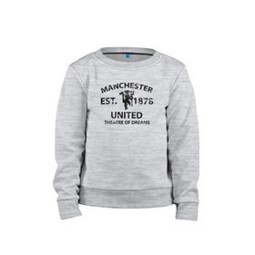 Детский свитшот хлопок с принтом Manchester United - Est.1878 (Чёрный) в Белгороде, 100% хлопок | круглый вырез горловины, эластичные манжеты, пояс и воротник | Тематика изображения на принте: manchester united | манчестер юнайтед | футбол