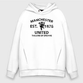 Мужское худи Oversize хлопок с принтом Manchester United - Est 1878 (Чёрный) в Белгороде, френч-терри — 70% хлопок, 30% полиэстер. Мягкий теплый начес внутри —100% хлопок | боковые карманы, эластичные манжеты и нижняя кромка, капюшон на магнитной кнопке | manchester united | манчестер юнайтед | футбол