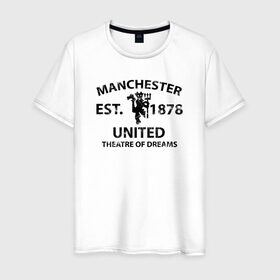 Мужская футболка хлопок с принтом Manchester United - Est.1878 (Чёрный) в Белгороде, 100% хлопок | прямой крой, круглый вырез горловины, длина до линии бедер, слегка спущенное плечо. | manchester united | манчестер юнайтед | футбол