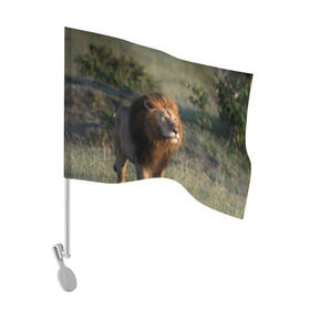 Флаг для автомобиля с принтом Лев в Белгороде, 100% полиэстер | Размер: 30*21 см | амурский | животные | киса | кот | котенок | кошка | лев | львица | пума | рысь | серый | тигр | хищник