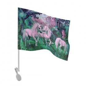 Флаг для автомобиля с принтом Единорог в Белгороде, 100% полиэстер | Размер: 30*21 см | единорог | лошадь | сказка | фантастика