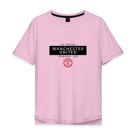 Мужская футболка хлопок Oversize с принтом Manchester United - Established 1878 (чёрный) в Белгороде, 100% хлопок | свободный крой, круглый ворот, “спинка” длиннее передней части | manchester united | манчестер юнайтед | футбол