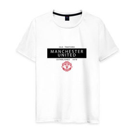 Мужская футболка хлопок с принтом Manchester United - Established 1878 (чёрный) в Белгороде, 100% хлопок | прямой крой, круглый вырез горловины, длина до линии бедер, слегка спущенное плечо. | manchester united | манчестер юнайтед | футбол