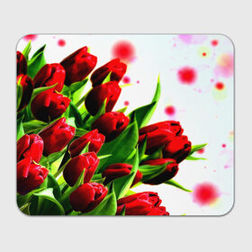 Коврик прямоугольный с принтом Тюльпаны в Белгороде, натуральный каучук | размер 230 х 185 мм; запечатка лицевой стороны | Тематика изображения на принте: flower | букет | весна | красные | цветочки | цветы