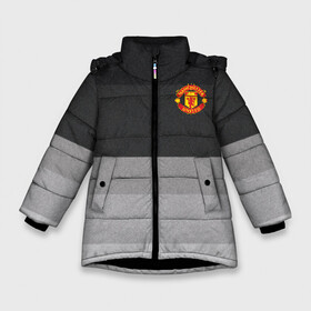Зимняя куртка для девочек 3D с принтом Manchester United - Noise (Шум) в Белгороде, ткань верха — 100% полиэстер; подклад — 100% полиэстер, утеплитель — 100% полиэстер. | длина ниже бедра, удлиненная спинка, воротник стойка и отстегивающийся капюшон. Есть боковые карманы с листочкой на кнопках, утяжки по низу изделия и внутренний карман на молнии. 

Предусмотрены светоотражающий принт на спинке, радужный светоотражающий элемент на пуллере молнии и на резинке для утяжки. | Тематика изображения на принте: manchester united | манчестер юнайтед | футбол