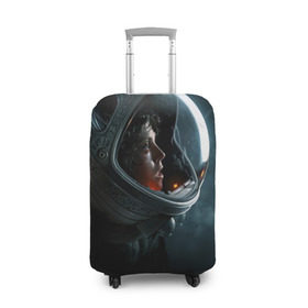 Чехол для чемодана 3D с принтом Девушка космонавт в Белгороде, 86% полиэфир, 14% спандекс | двустороннее нанесение принта, прорези для ручек и колес | Тематика изображения на принте: alien | космос | рипли | скафандр | чужой