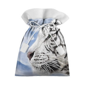 Подарочный 3D мешок с принтом Белый тигр в Белгороде, 100% полиэстер | Размер: 29*39 см | Тематика изображения на принте: 