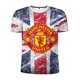 Мужская футболка 3D спортивная с принтом British Manchester United в Белгороде, 100% полиэстер с улучшенными характеристиками | приталенный силуэт, круглая горловина, широкие плечи, сужается к линии бедра | british | manchester united | mu | игра | манчестер | манчестер юнайтед | мю | флаг британии | футбол | эмблема мю
