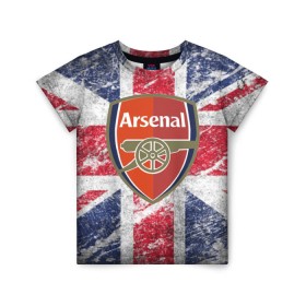 Детская футболка 3D с принтом British Arsenal в Белгороде, 100% гипоаллергенный полиэфир | прямой крой, круглый вырез горловины, длина до линии бедер, чуть спущенное плечо, ткань немного тянется | арсена | британский флаг | эмблема