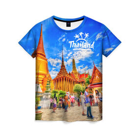 Женская футболка 3D с принтом Таиланд в Белгороде, 100% полиэфир ( синтетическое хлопкоподобное полотно) | прямой крой, круглый вырез горловины, длина до линии бедер | architecture | bangkok | clouds | landmark | people | sky | temple of the emerald buddha | thailand | tourism | архитектура | бангкок | достопримечательность | люди | небо | облака | таиланд | туризм | храм изумрудного будды