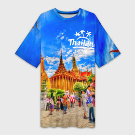 Платье-футболка 3D с принтом Таиланд в Белгороде,  |  | architecture | bangkok | clouds | landmark | people | sky | temple of the emerald buddha | thailand | tourism | архитектура | бангкок | достопримечательность | люди | небо | облака | таиланд | туризм | храм изумрудного будды