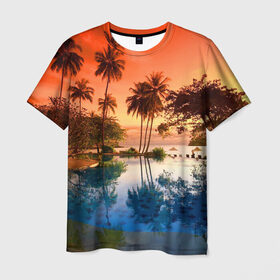 Мужская футболка 3D с принтом Таиланд в Белгороде, 100% полиэфир | прямой крой, круглый вырез горловины, длина до линии бедер | Тематика изображения на принте: beach | clouds | hiking | sea | sky | sunset | swimming pool | thailand | бассейн | закат | море | небо | облака | пляж | таиланд | туризм