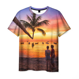 Мужская футболка 3D с принтом Таиланд в Белгороде, 100% полиэфир | прямой крой, круглый вырез горловины, длина до линии бедер | beach | clouds | love | palm tree | people | sea | sky | sunset | thailand | tourism | закат | любовь | люди | море | небо | облака | пальма | пляж | таиланд | туризм