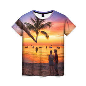 Женская футболка 3D с принтом Таиланд в Белгороде, 100% полиэфир ( синтетическое хлопкоподобное полотно) | прямой крой, круглый вырез горловины, длина до линии бедер | beach | clouds | love | palm tree | people | sea | sky | sunset | thailand | tourism | закат | любовь | люди | море | небо | облака | пальма | пляж | таиланд | туризм