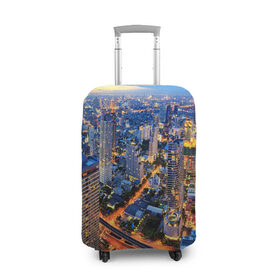 Чехол для чемодана 3D с принтом Таиланд в Белгороде, 86% полиэфир, 14% спандекс | двустороннее нанесение принта, прорези для ручек и колес | architecture | bangkok | city | lights | night | sky | skyscrapers | sunset | thailand | архитектура | бангкок | город | закат | небо | ночь | огни | таиланд