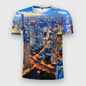 Мужская футболка 3D спортивная с принтом Таиланд в Белгороде, 100% полиэстер с улучшенными характеристиками | приталенный силуэт, круглая горловина, широкие плечи, сужается к линии бедра | architecture | bangkok | city | lights | night | sky | skyscrapers | sunset | thailand | архитектура | бангкок | город | закат | небо | ночь | огни | таиланд