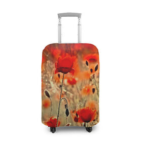 Чехол для чемодана 3D с принтом Маковое поле в Белгороде, 86% полиэфир, 14% спандекс | двустороннее нанесение принта, прорези для ручек и колес | flower | красные | лето | поле | полевой цветок | цветочки | цветы