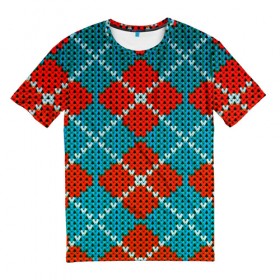 Мужская футболка 3D с принтом Knitting pattern в Белгороде, 100% полиэфир | прямой крой, круглый вырез горловины, длина до линии бедер | Тематика изображения на принте: вязаный | рождество | свитер | текстура
