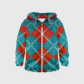 Детская ветровка 3D с принтом Knitting pattern в Белгороде, 100% полиэстер | подол и капюшон оформлены резинкой с фиксаторами, по бокам два кармана без застежек, один потайной карман на груди | вязаный | рождество | свитер | текстура