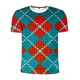 Мужская футболка 3D спортивная с принтом Knitting pattern в Белгороде, 100% полиэстер с улучшенными характеристиками | приталенный силуэт, круглая горловина, широкие плечи, сужается к линии бедра | вязаный | рождество | свитер | текстура