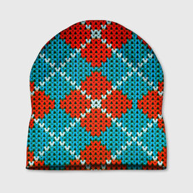 Шапка 3D с принтом Knitting pattern в Белгороде, 100% полиэстер | универсальный размер, печать по всей поверхности изделия | вязаный | рождество | свитер | текстура