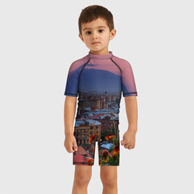Детский купальный костюм 3D с принтом Армения в Белгороде, Полиэстер 85%, Спандекс 15% | застежка на молнии на спине | айастан | армения | город | горы | дома | ереван | закат | пейзаж | ромашки | столица | страна | флора | хайастан | цветы | эривань