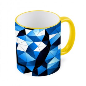 Кружка 3D с принтом Голубой полигон в Белгороде, керамика | ёмкость 330 мл | Тематика изображения на принте: абстракция | бумага | геометрия | грани | изгиб | линии | полигоны | полосы | постель | розовый | сочетания | текстура | треугольники
