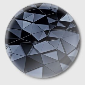 Значок с принтом Abstract Gray в Белгороде,  металл | круглая форма, металлическая застежка в виде булавки | абстракция | бумага | геометрия | грани | изгиб | линии | полигоны | полосы | постель | розовый | сочетания | текстура | треугольники