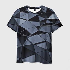 Мужская футболка 3D с принтом Abstract Gray в Белгороде, 100% полиэфир | прямой крой, круглый вырез горловины, длина до линии бедер | абстракция | бумага | геометрия | грани | изгиб | линии | полигоны | полосы | постель | розовый | сочетания | текстура | треугольники