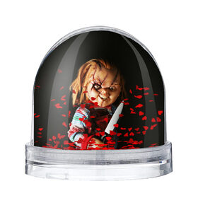 Снежный шар с принтом Чаки в Белгороде, Пластик | Изображение внутри шара печатается на глянцевой фотобумаге с двух сторон | chucky | кино | кровь | кукла | нож | ужасы | чаки