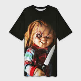Платье-футболка 3D с принтом Чаки в Белгороде,  |  | chucky | кино | кровь | кукла | нож | ужасы | чаки