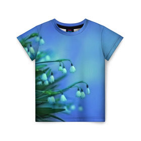 Детская футболка 3D с принтом Подснежники в Белгороде, 100% гипоаллергенный полиэфир | прямой крой, круглый вырез горловины, длина до линии бедер, чуть спущенное плечо, ткань немного тянется | flower | весна | поле | полевой цветок | цветочки | цветы