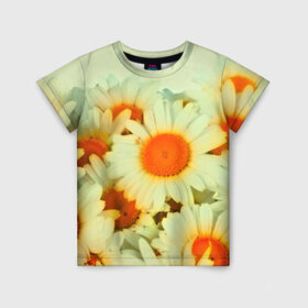 Детская футболка 3D с принтом Подсолнух в Белгороде, 100% гипоаллергенный полиэфир | прямой крой, круглый вырез горловины, длина до линии бедер, чуть спущенное плечо, ткань немного тянется | flower | лето | полевой цветок | цветочки | цветы