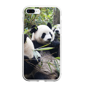 Чехол для iPhone 7Plus/8 Plus матовый с принтом Семейка панд в Белгороде, Силикон | Область печати: задняя сторона чехла, без боковых панелей | бамбук | животное | зверь | косолапый | лес | медведи | медведь | миша | мишка | мишутка | млекопитающее | панда | природа | трое