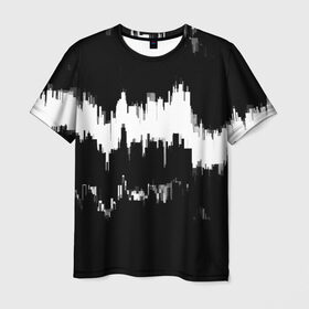 Мужская футболка 3D с принтом Черно-белый штрих в Белгороде, 100% полиэфир | прямой крой, круглый вырез горловины, длина до линии бедер | краска | потертость | текстура | черно белый