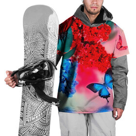 Накидка на куртку 3D с принтом Бабочки в Белгороде, 100% полиэстер |  | flower | красные | цветочки | цветы