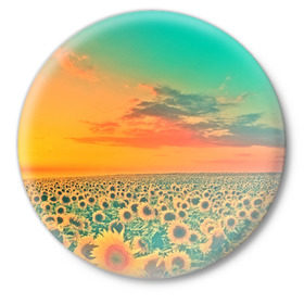 Значок с принтом Подсолнух в Белгороде,  металл | круглая форма, металлическая застежка в виде булавки | flower | лето | поле | полевой цветок | природа | цветочки | цветы