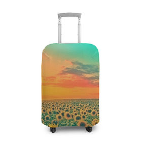 Чехол для чемодана 3D с принтом Подсолнух в Белгороде, 86% полиэфир, 14% спандекс | двустороннее нанесение принта, прорези для ручек и колес | flower | лето | поле | полевой цветок | природа | цветочки | цветы